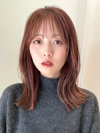ミディアム カラー OAK 学芸大学所属・秋葉萌　透明感カラー /レイヤー/ボブ♡のヘアスタイル