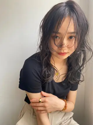 ミディアム カラー パーマ CEINE【セーヌ】 三軒茶屋のヘアスタイル