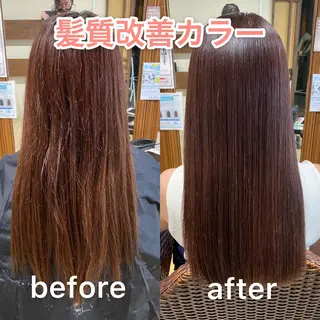 セミロング カラー KIZU 髪質改善 怪談を語る美容師のヘアスタイル