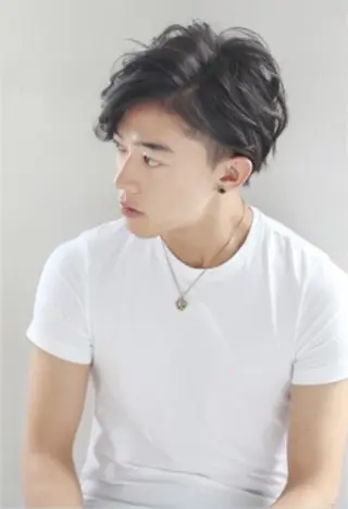 パーマ メンズ 縮毛矯正×髪質改善 カラー×クロスパーマのヘアスタイル