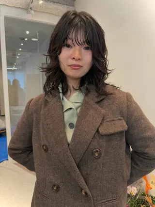 ミディアム レイヤーヘア/パーマ 村中 仁人のヘアスタイル