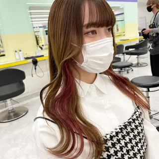 セミロング カラー ヘアアレンジ 顔まわりカット の達人のヘアスタイル