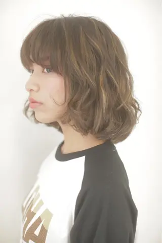 ミディアム セミロング カラー パーマ 《放出》Forte マネージャー山根英明のヘアスタイル