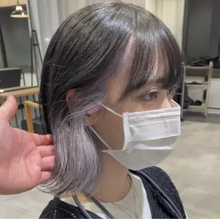カラー 切りっぱなしボブイヤ リングカラー清水隆央のヘアスタイル