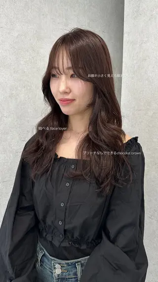 セミロング カラー v-lab studio所属・韓国レイヤーカット/ 艶カラー/ noaのヘアスタイル