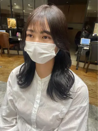 セミロング カラー 顔周り/くびれヘア 韓国ヘア💕風間るなのヘアスタイル