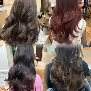 ミディアム カラー パーマ ヘアアレンジ 顔周りcut/ 艶ワンカラー♥ちさきのヘアスタイル