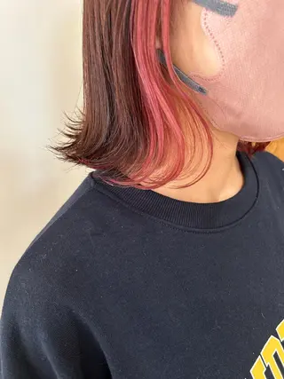 ミディアム カラー 関口 桃花🌷 暖色カラーのヘアスタイル