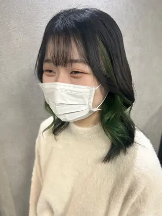 ミディアム パーマ est hair 池袋西口所属・♡派手髪カラー♡ 🅝🅐🅝🅐のヘアスタイル