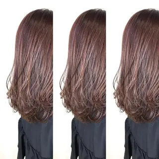 セミロング カラー 韓国レイヤーカット/ ダブルカラーのヘアスタイル