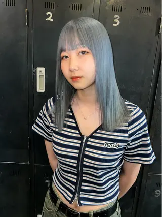 ミディアム ハイトーンカラー🍑 心斎橋のヘアスタイル