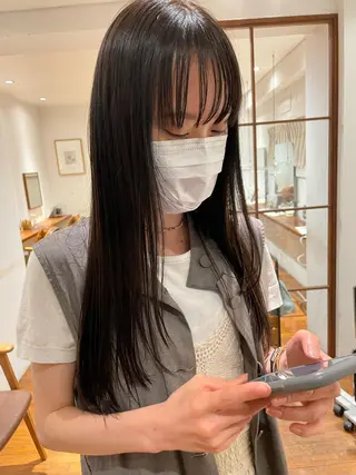 ロング カラー ヘアアレンジ 小顔レイヤー×コンパ クトボブ/林隆平のヘアスタイル