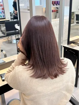 セミロング カラー 鍋嶋 涼香のヘアスタイル