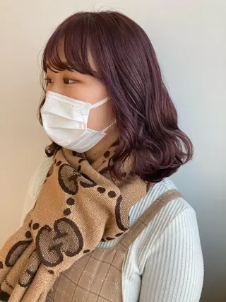 ミディアム カラー nono/パーマ /顔まわりカット🐈のヘアスタイル