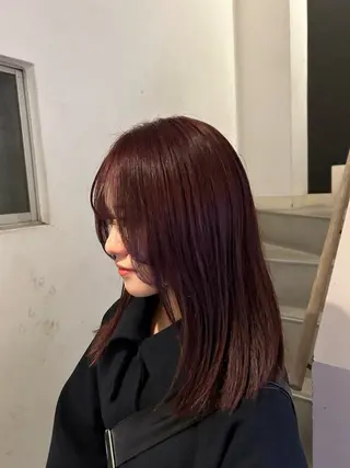 セミロング カラー 愛結 暖色カラー🎀🩰のヘアスタイル