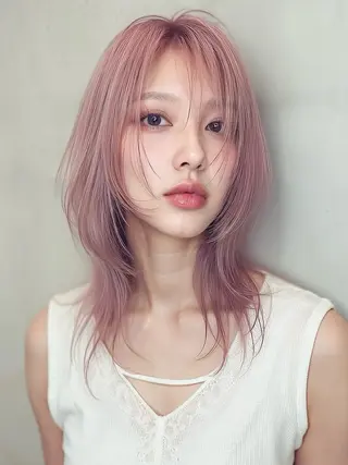 ミディアム 前髪&顔周りカット/ 韓国レイヤー/シバタのヘアスタイル