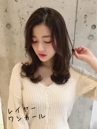 セミロング 山本翔一郎 韓国顔周りレイヤーのヘアスタイル