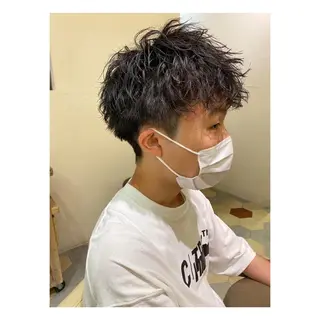 ミディアム パーマ メンズ 菊池大一 溝の口パーマのヘアスタイル