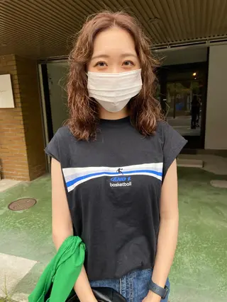 ミディアム カラー パーマ 田中 あやなのヘアスタイル