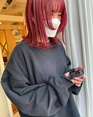 ミディアム カラー レイヤー/ボブ/ 顔周り/yukinaのヘアスタイル