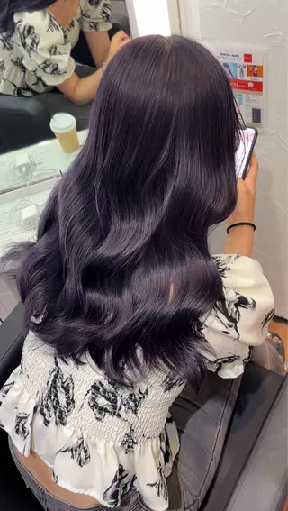 セミロング ラベンダーカラー /巻き/WAKANAのヘアスタイル