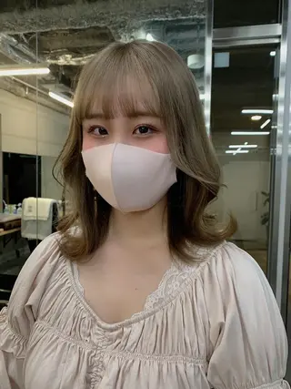 ミディアム カラー 透明感/オリーブ/ グレージュ/YUKAのヘアスタイル