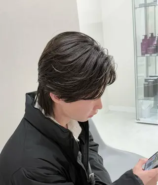 ミディアム パーマ メンズ ニュアンス/フェザー /ウルフ/伶馬のヘアスタイル