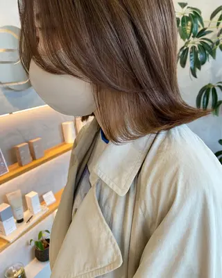 ミディアム カラー 福田 ボブ.ウルフのヘアスタイル