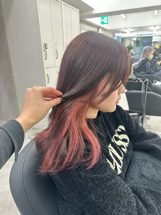 セミロング カラー 縮毛矯正/艶カラー /髪質改善/なんばのヘアスタイル