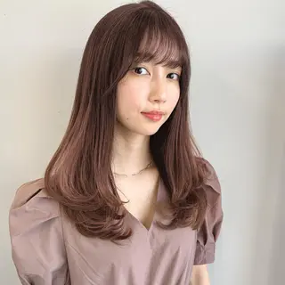 セミロング カラー 透明感/オリーブ/ グレージュ/YUKAのヘアスタイル