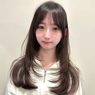 セミロング 🌹ハッシュカット、 レイヤー韓国ヘア🌹のヘアスタイル