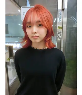 ミディアム カラー ハッシュカット/ MAYAのヘアスタイル