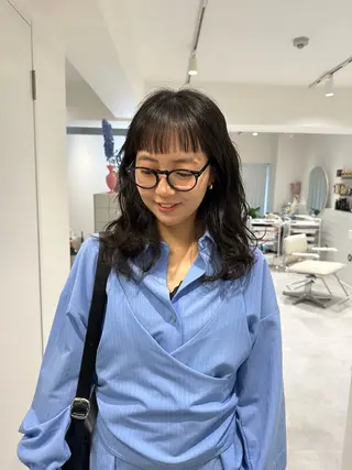 ミディアム パーマ soöze所属・sena/博多/ コテ巻き風パーマのヘアスタイル