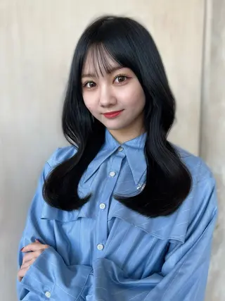 セミロング パーマ 新宿✨顔周りカット 韓国ヘア/坂本亜裟海のヘアスタイル