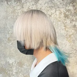 ショート カラー 編み込みエクステ/ ハイトーン りょすけのヘアスタイル