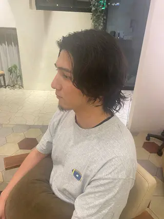 セミロング パーマ メンズ 菊池大一 溝の口パーマのヘアスタイル