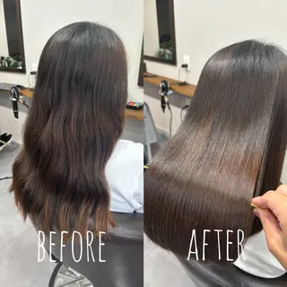 セミロング 縮毛矯正、髪質改善／ 松田 龍之介のヘアスタイル