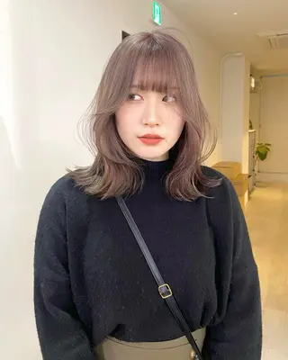 カラー mizuki/ピンク ベージュ.レイヤーのヘアスタイル