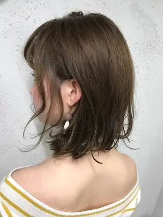 ミディアム カラー パーマ ヘアアレンジ 韓国ヘア✨グレージュ カラーasamiのヘアスタイル