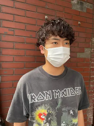 メンズ スパイキーパーマ 柏NO1 藤本葉のヘアスタイル