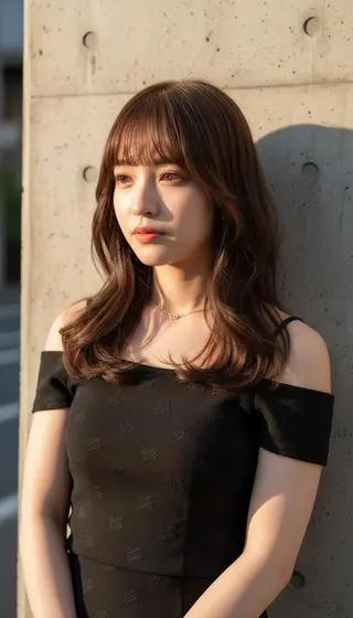 セミロング パーマ カラー さく/髪質改善× 縮毛矯正/町田のヘアスタイル