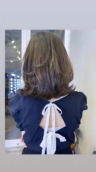 ミディアム カラー 韓国風×透明感カラー 髪質改善オタベシンヤのヘアスタイル