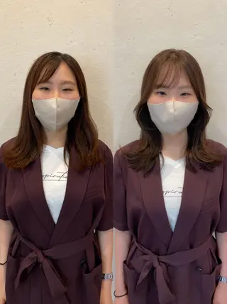 セミロング 🌹ハッシュカット、 レイヤー韓国ヘア🌹のヘアスタイル