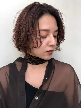 ショート カラー パーマ RUKA 美容院×ネイリストのヘアスタイル
