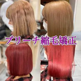 ミディアム カラー パーマ 髪質改善/縮毛矯正 /ブリーチ矯正/岡部のヘアスタイル