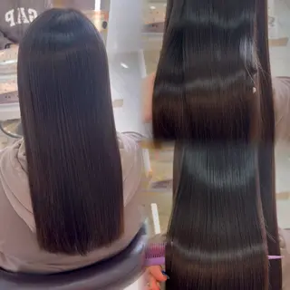 ロング パーマ 透明感|ストレート| クロスパーマ|はるかのヘアスタイル