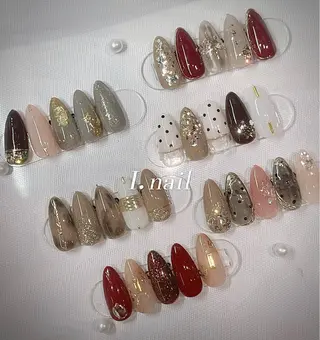 ネイル I-nailロング /ワンホン/キラキラのネイルデザイン