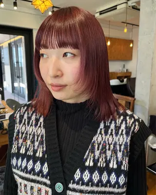 ミディアム カラー 暖色/パーマ 🌼クニトウメイのヘアスタイル