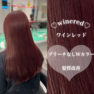セミロング カラー ワインレッド 🍒KAHOのヘアスタイル