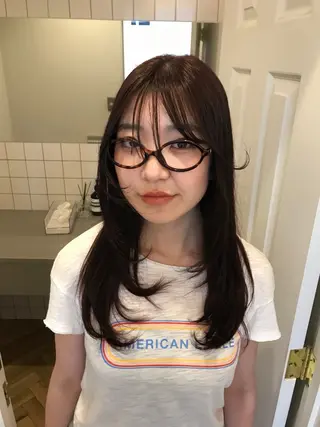 セミロング runa/パーマ /ワンカラーモデルのヘアスタイル